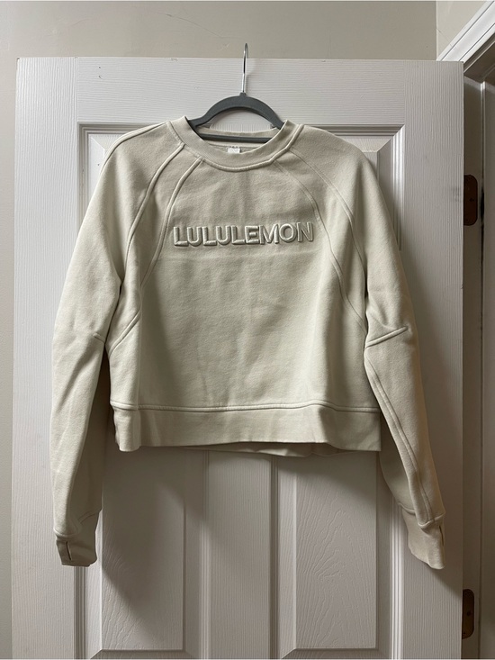 lululemon athletica Tops - lululemon athletica Cream Embroidered Logo Crewneck Sweatshirt